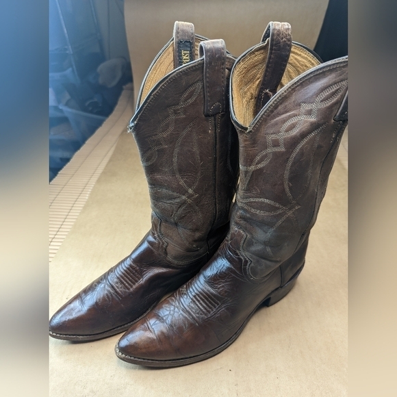 Dan Post boots men's size 9.5D brown distressed leather Western cowboy boots. Pu - Picture 1 of 11